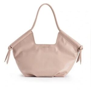 ELIZABETH AND JAMES Taupe Chunky Knotted Minimalist Vegan Leather Satchel Bag